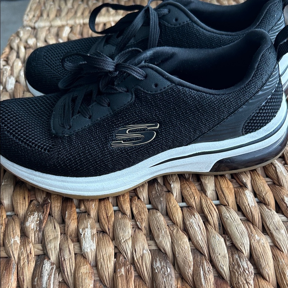 Skechers Black Mesh Sneakers with White Accents